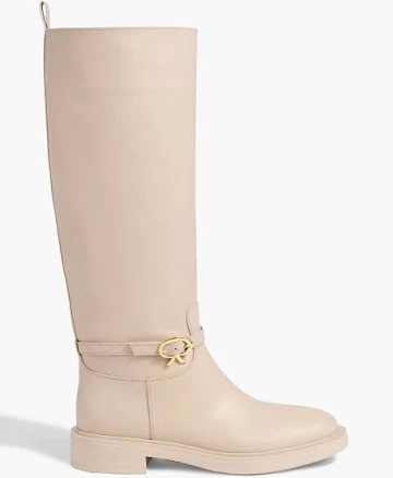 Gianvito Rossi Ribbon Cavalier leather knee boots - Women - Beige Boots - EU 38.5