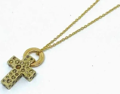 Pomellato Brown Diamond 18k White Yellow Rose Gold Cross Pendant
