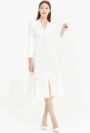 Slim Line Belted Flare Crepe Coat Dress 0 (XS)