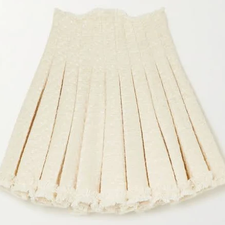 Balmain Frayed Pleated Cotton-blend Tweed Mini Skirt - Women - Off-white Skirts - XL