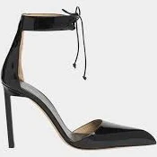 105mm Patent Leather Ankle-Tie Pumps BLACK 37.5 (7.5)