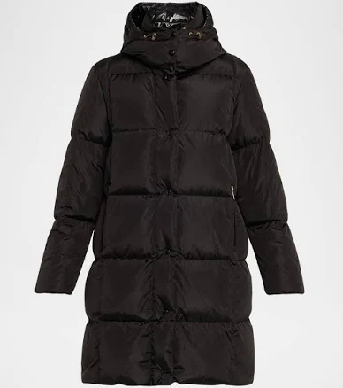 Moncler Litte Long Down Puffer Coat with Detachable Hood, Black, Women's, 4 (X-L), Coats Jackets & Outerwear Winter Coats Parkas & Puffer Coats