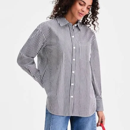 On 34th Women's Relaxed-Fit Cotton Poplin Button Down Shirt