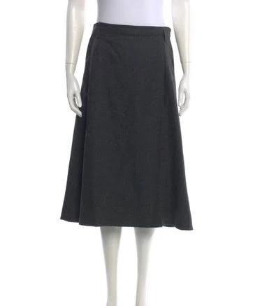 Loro Piana Cashmere Midi Length Skirt in Grey, Women's US6, IT42 | M