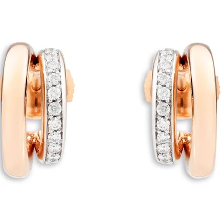 Pomellato 18K Rose Gold Diamond Double Huggie Earrings