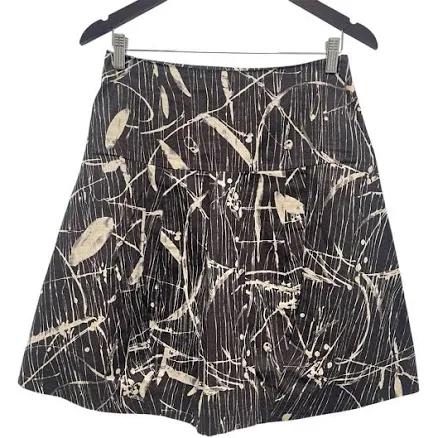 Marni Skirts | Marni Abstract Printed Pleated Black Cream A-Line Skirt Size It 40 Us 4 | Color: Black/Cream | Size: 4 | Klesko1976's Closet