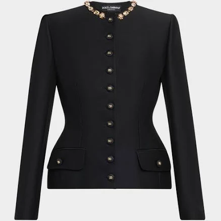 Dolce&Gabbana Tailored Crystal-Embellished Blazer, Black, Women's, 6, Coats Jackets & Outerwear Blazers