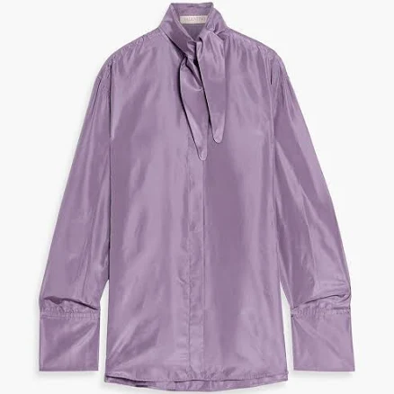 Valentino Garavani Women's Tied-Neck Silk Shirt