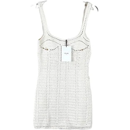 CELINE Women's Bustier Mini Dress in Crocheted Cotton