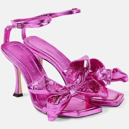 Jimmy Choo, Staz 90 metallic leather sandals, Women, Pink, US 11, Sandals