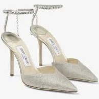 Jimmy Choo Saeda 100 Glitter Pumps Heels Crystal Embellishment Sz 40-NEW IN BOX!