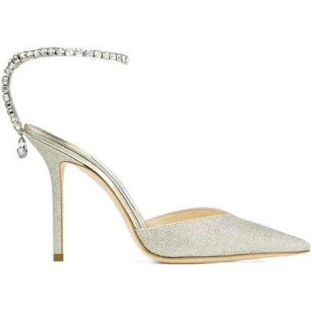 Jimmy Choo Women's Saeda 100 Glitter Pumps - White - 37