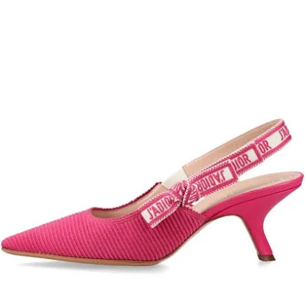 Women DIOR J'adior Slingback Pump Passion pink embroidered cotton