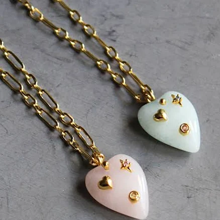 20 inch Elle Stone Heart Necklace