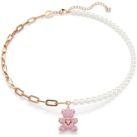 Swarovski Teddy Bear Crystal Pearl Necklace