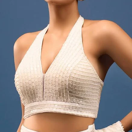Pearl Padded Dupion Silk Blouse