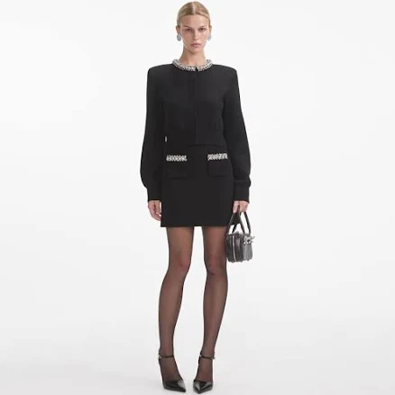 self-portrait Black Embellished Cardigan
