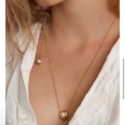 Numbering Half Pearl Pendant Necklace