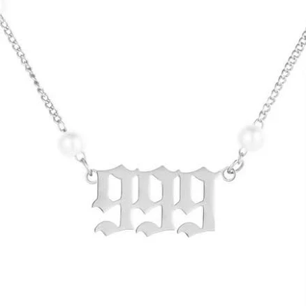 Pauro Women's Dainty Imitation Pearl Angel Numbers Necklace
