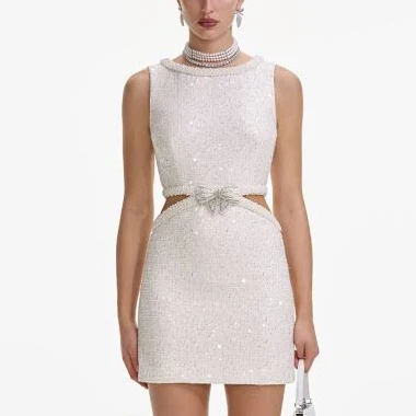 Self Portrait Embellished Bouclé Mini Dress
