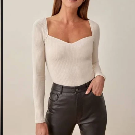 Reformation Tops | Reformation October Knit Top Sweetheart Neckline Ribbed Small Cream | Color: Cream | Size: S | Aneedham8's Closet