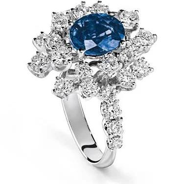 Damiani Mimosa White Gold Cocktail Ring with Sapphire and Diamonds