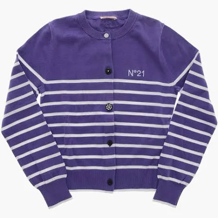 N.21 Kids Striped Cotton Cardigan with Jewel Buttons
