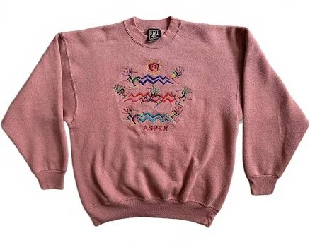 Vintage Emi Aspen Embroidered Pink Sweatshirt