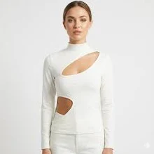 Ivory Cutout Mock Neck Top - Medium