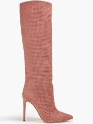 Holly crystal-embellished suede knee boots - antique rose - EU 37.5