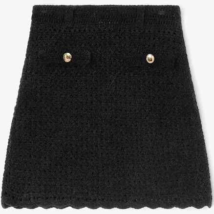 Ganni Organic Cotton Crochet Mini Skirt with Flap Pockets