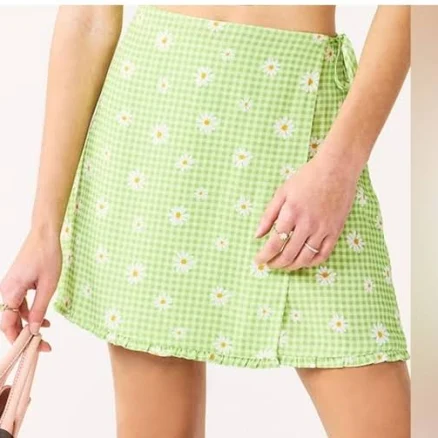 Spoiled Gingham Wrap Skirt