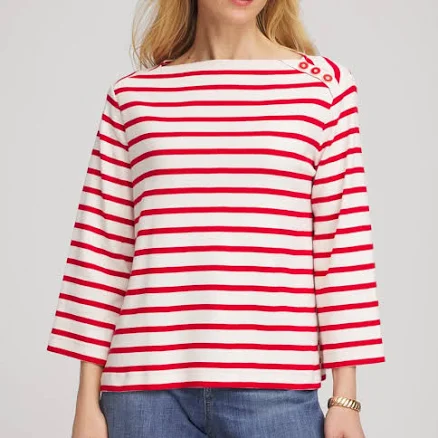 Chico's Women's Bateau Neck Stripe Top