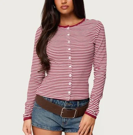 Edikted Women's Rayla Striped Button-Up Top
