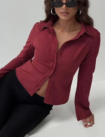 Princess Polly Women's Anni Pinstripe Button-Up Shirt