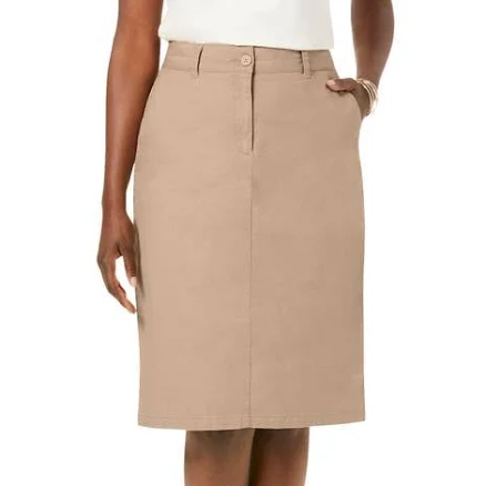 Jessica London Women's Stretch Cotton Chino Skirt