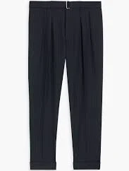 Pierre belted pinstriped wool pants
