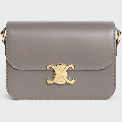 Women Celine Triomphe Leather Shoulder Bag