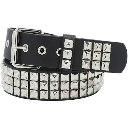 3- Row Pyramid Leather Belt