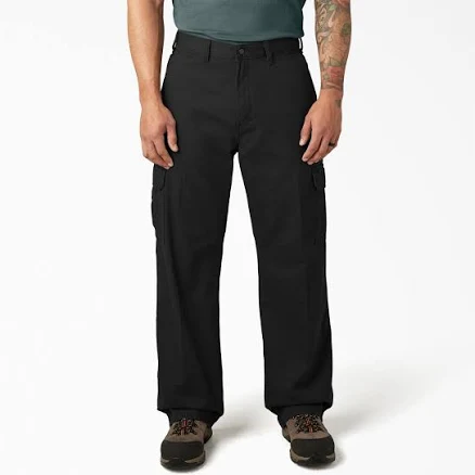 Dickies Men's Loose Fit Cargo Pants Rinsed Black | 34