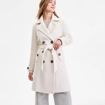 Steve Madden Women's Double-Breasted Belted Trench Coat