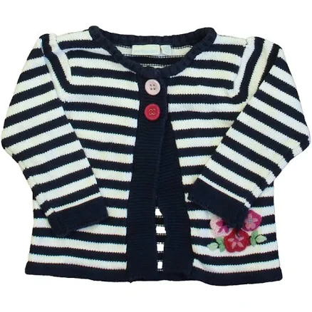 JoJo Maman Bebe Girls Navy | White Stripe Cardigan