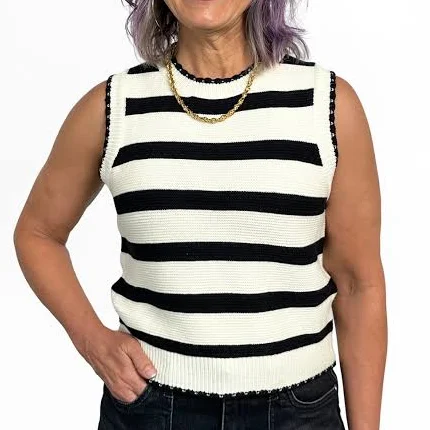 Ava Lane Women's Bold Striped Knit Sweater Vest