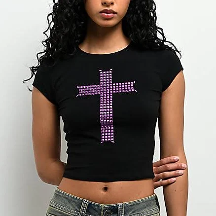 Ninth Hall Alina Studs Cross Crop T-Shirt
