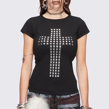 Minga London Studded Cross Top with Cut-Out Slashed Back