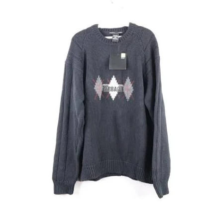 Marithe Francois Girbaud Men's Spell Out Argyle Knit Sweater