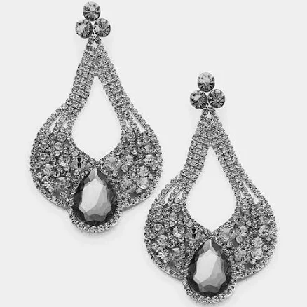 L&M Bling Teardrop Black Diamond Earrings