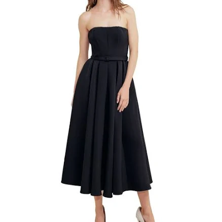 FREEMARKET Women's Belted Strapless Midi Dress