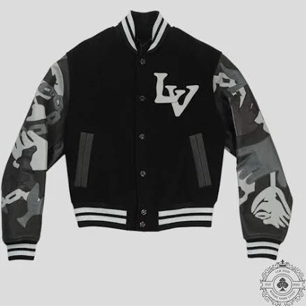 Louis Vuitton Chains Camo Varsity Jacket in Black 50