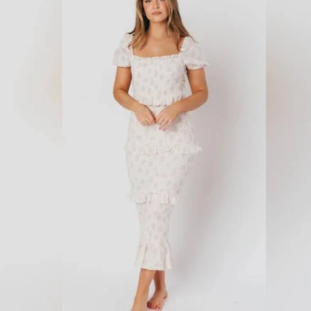 Marble Floral Smocked Dress